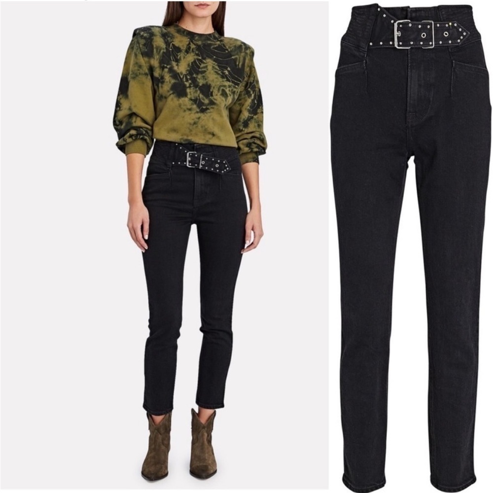 GRLFRND Alivia Black Belted High Waist Skinny Jeans Revolve Size 26